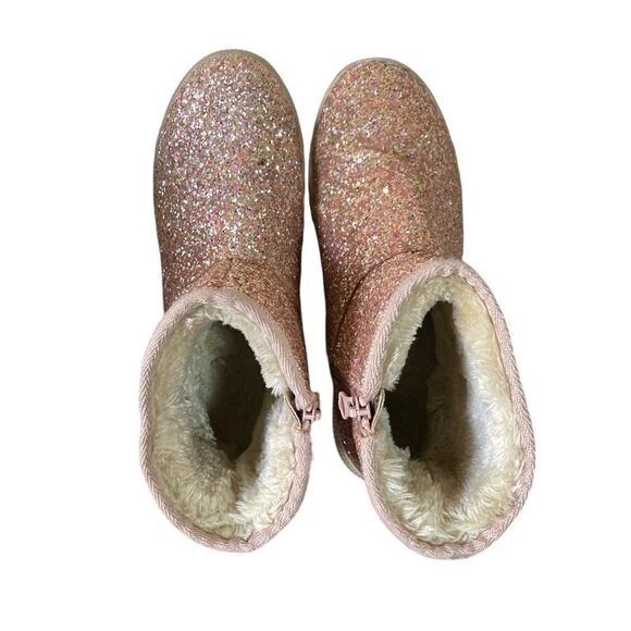 Cat & Jack Boots Girls Size 4 Ankle Gold Glitter - Picture 10 of 16